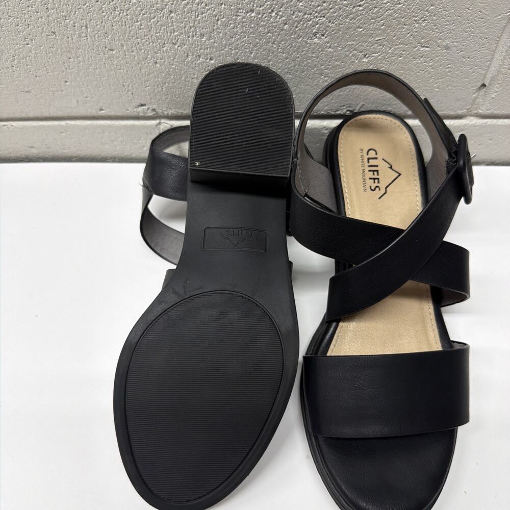 Cliffs By White Mountain Cordovan Women’s 7M Black Heel Sandals comfort - Picture 5 of 8